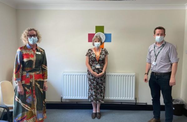 Mr Pursglove is pictured with  (from left) Practice Manager Carol Beesley and NED and GP Partner Dr Kathryn Newell.