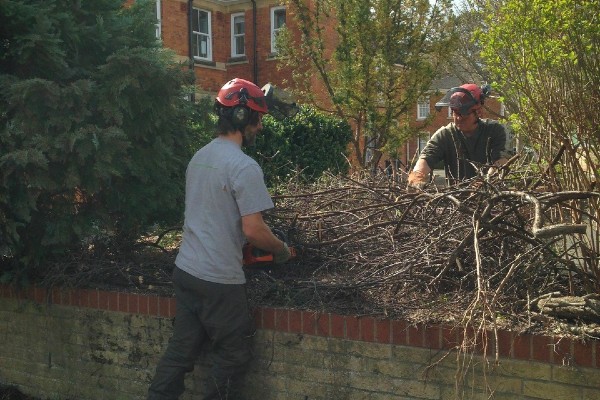 Working on the gardens