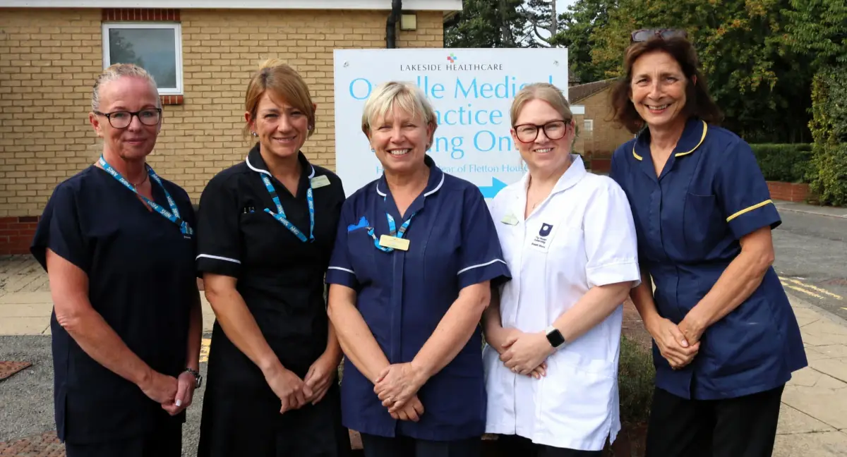 The nursing team: (from left) Lynne, Leanne, Gill, Annie and Debbie.