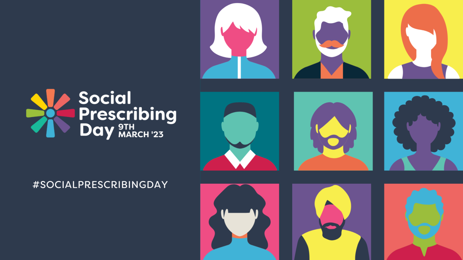 Image of Social Prescribers Day with illustrations of people.
